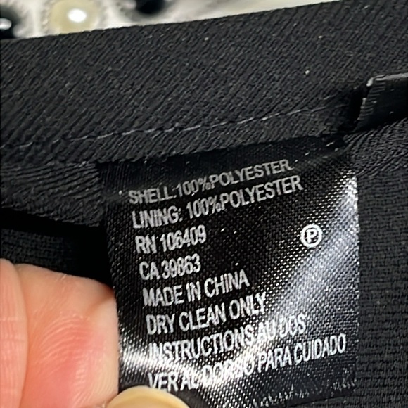 Tahari 2 Piece Suit Winter White pearl embellished blazer , Black skirt - Picture 8 of 10